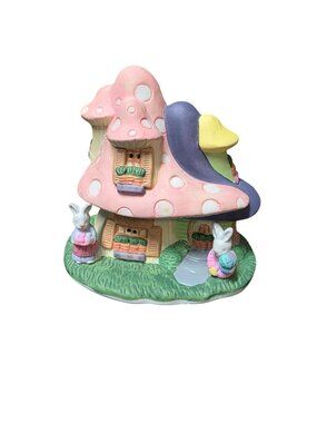 Porcelain Bunny Village House Mushroom Mansion